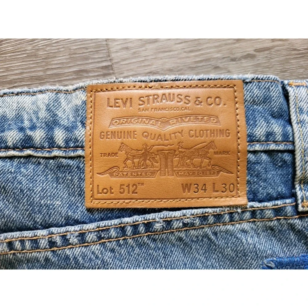 Levis Premium Mens 512 Slim Taper Fit Patchwork Distressed Jeans 34 X 30